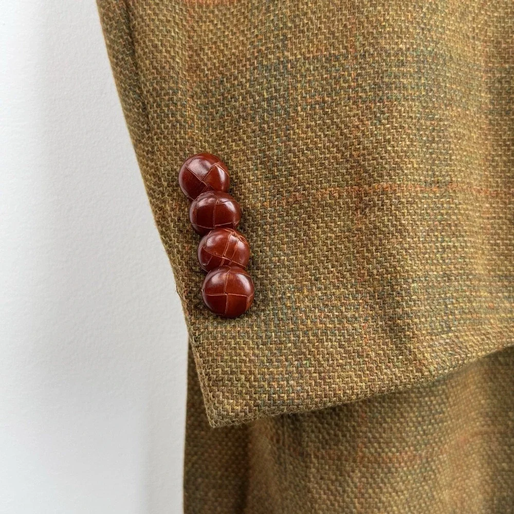Brioni Sport Coat Blazer Men's 44R Brown Olive Donegal Tweed Escorial Wool Italy